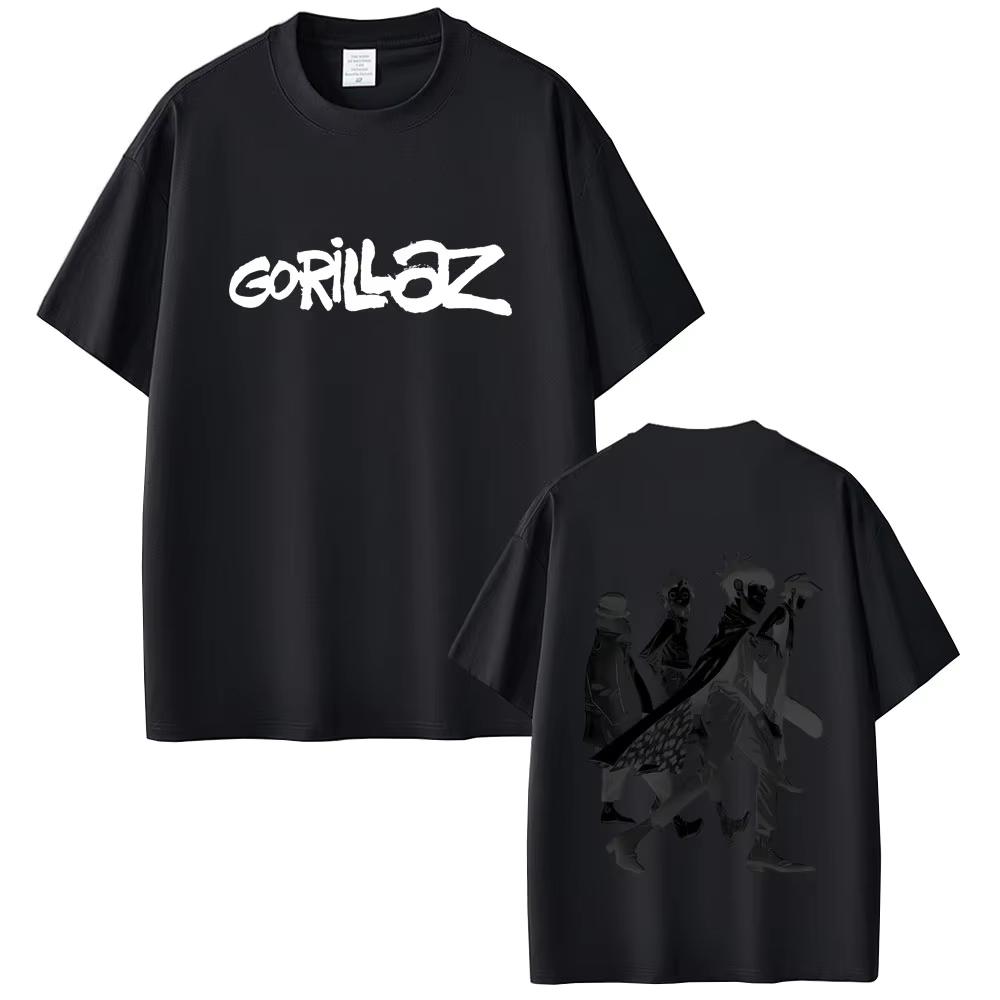 Limited Rock Band Gorillaz Print T-shirt Men's Women Casual Oversized Crewneck T Shirts Male Fashion High Quality Cotton Tshirts