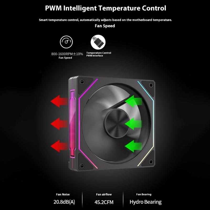 Computer Cooling Fan 120mm CPU Fan 800-1600RPM Double Color Option ARGB Reverse/Forward Case Fan