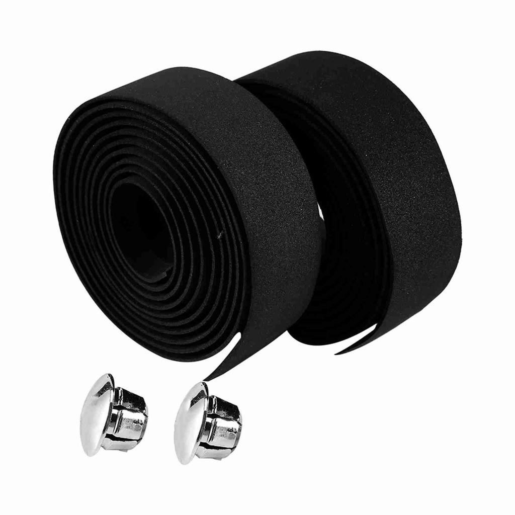 2pcs Cycling Road Bike Handlebar Grip Wrap Tape 2 Bar Plugs(Black+White)