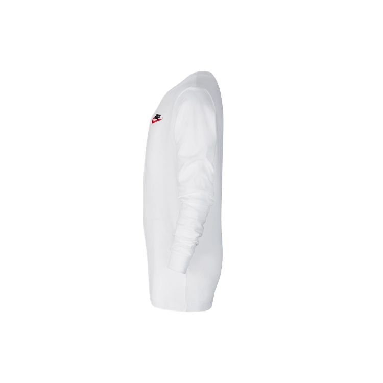 Nike Sportswear Logo Embroidered Solid Color Long Sleeve T-Shirt Kids Tops White CZ1855-100