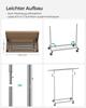 SONGMICS Porte-vêtements sur roulettes, Barre à vêtements robuste, avec barre d'étendage extensible, Capacité de charge de 90 kg, Assemblage facile, Portable, Argent