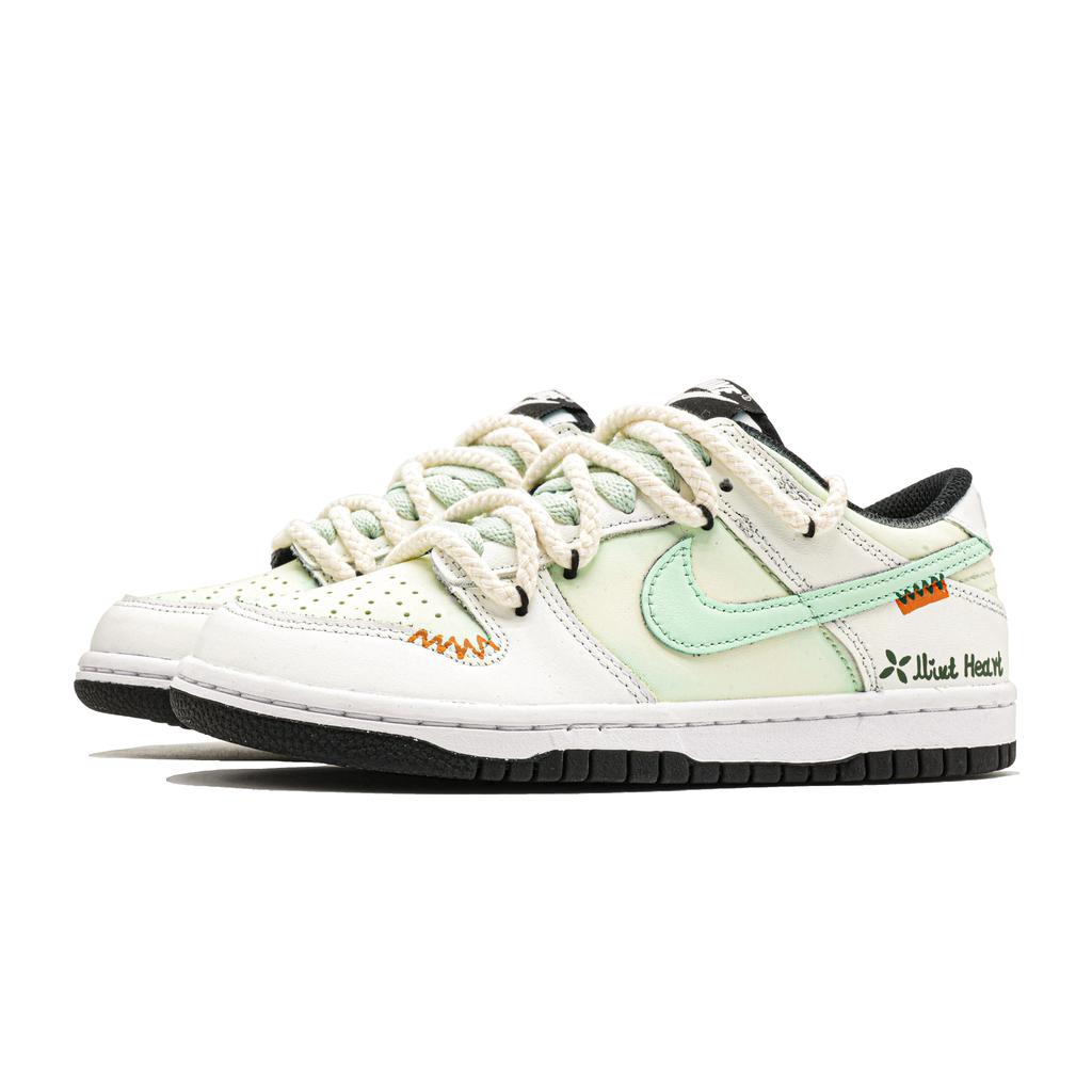 Nike Dunk Mint Ice Shoes Cushioning, Wear Resistant Low Top Skateboard Shoes Unisex White Green DD1503-101(Team1096-)