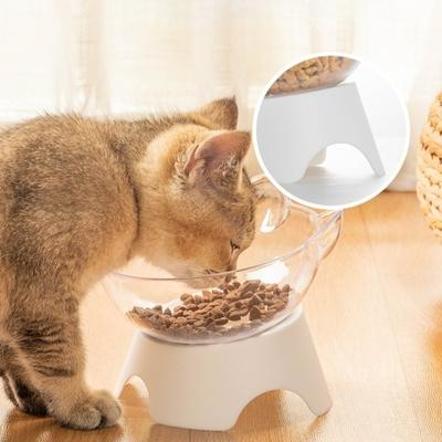 Plastic Elevated Cat Bowl Pet Food Tilt High Bottom Neck Protector Dog Food Cat Pet Slanted Cat Bowl Set Feeding Supplies