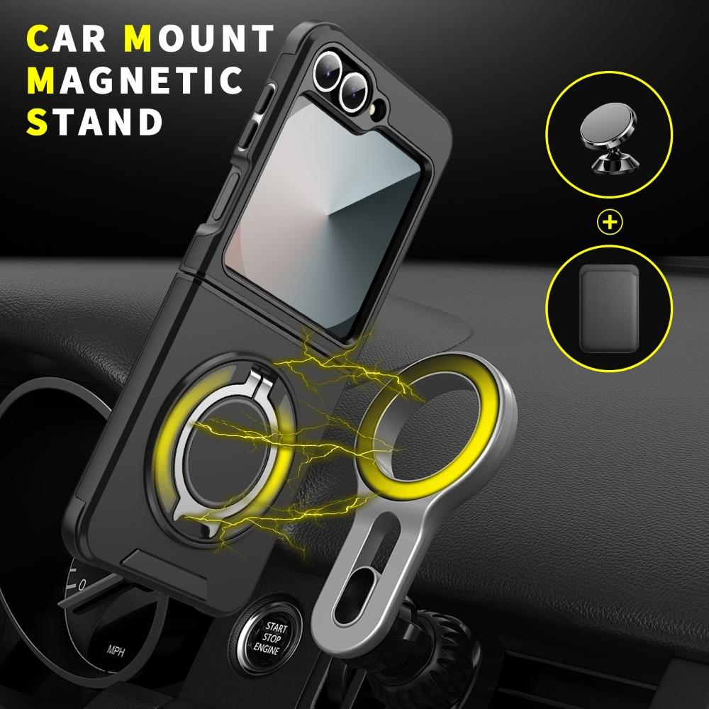 Z Flip 6 Magnetic 360 Rotating Bracket Phone Case for Samsung Galaxy Z Flip 6 Flip6 Ring Holder Hard Shell Protective Cover