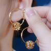 Temperament unique design sense diamond ball earrings women's niche fashion versatile new circle earrings trend earrings