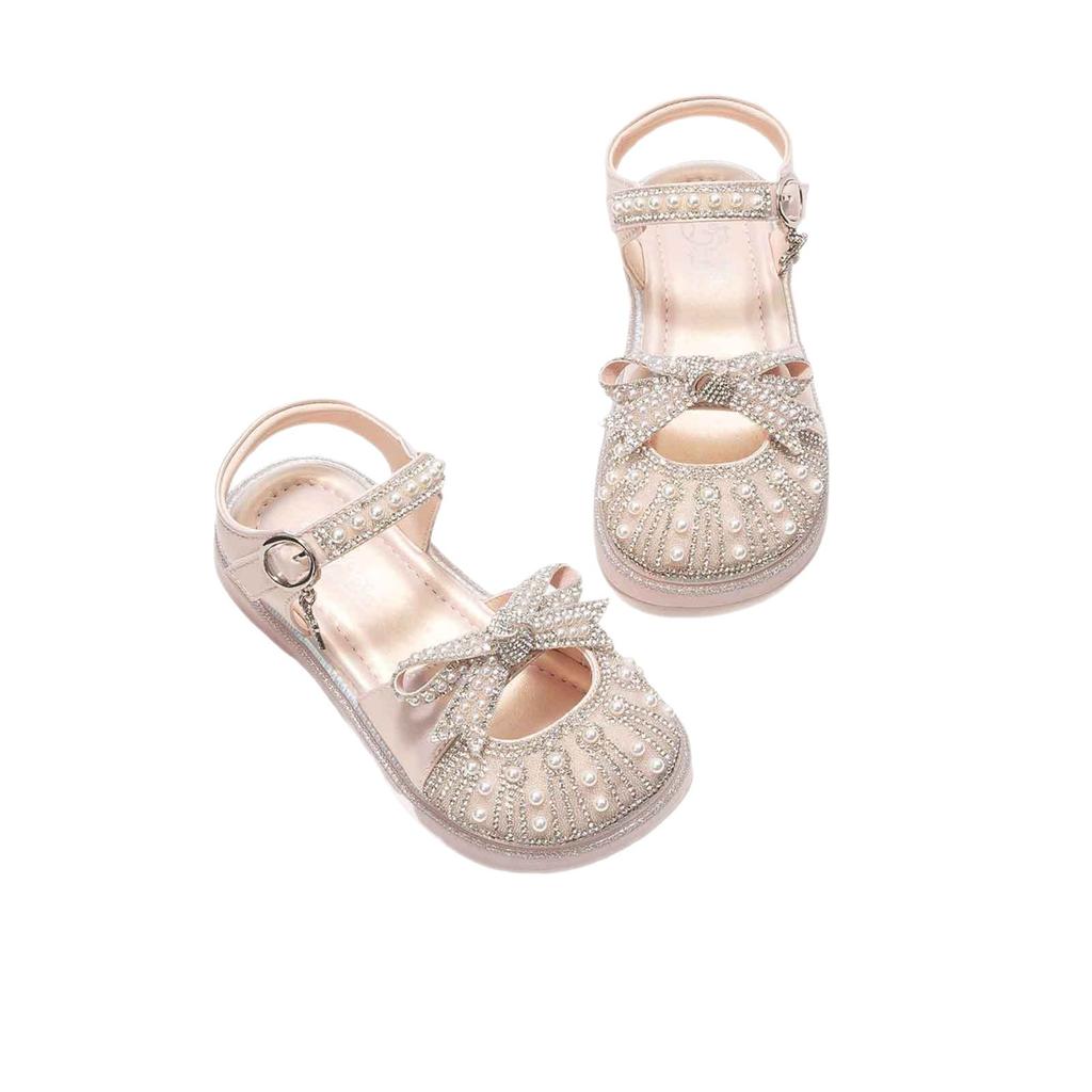 2026New Stylish Big Kid Beach Shoes, Flat-soled Baby Spring and Autumn Girls' Summer Shoes, Princess Crystal Shoes, Girls' Sandals