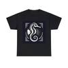 Unisex Adult T Shirt Designer Black White Vintage Seahorse Art Deco Beach Ocean