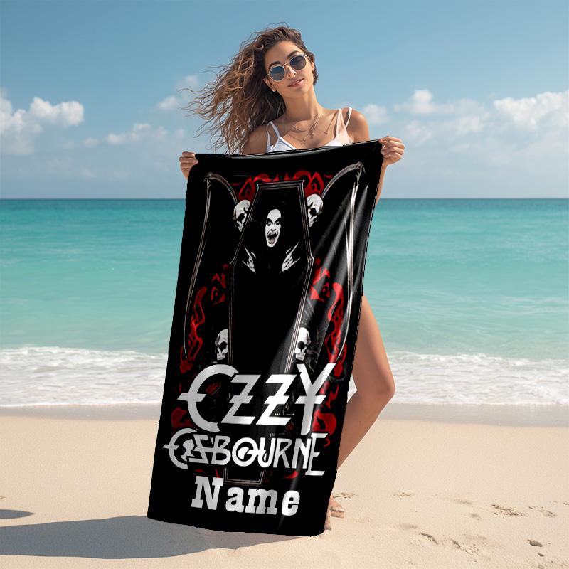 Personalized customized proof beach towel with rock Ozzy Osbourne pattern - soft, absorbent,quick-drying,perfect swimming,camping&bathing