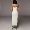 Women's Summer New Sexy Solid Color Spaghetti Strap Midi Dress Backless Slim Fit Ribbed Knit Bodycon Dress for Party Club Daily Wear