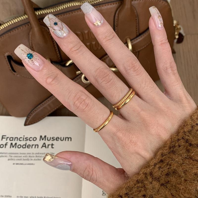 Light Luxury Minimalist Style Ring Twist Wide Version Narrow Version Set Ring Stacked Wearing Daily Commuting Retro Versatile Design Index Finger Ring