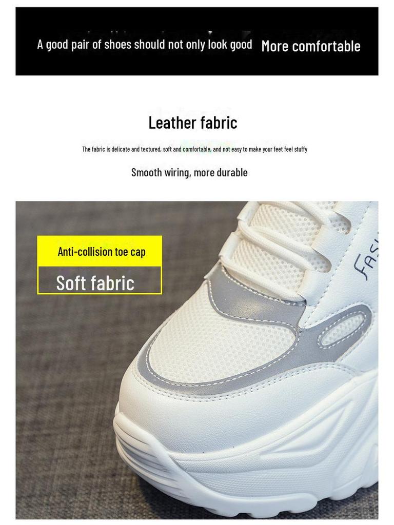 Spring 2025 Women's Height-Enhancing Dad Shoes: Korean Fashion, Thick-Sole & Heel Casual Sneakers