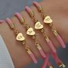 Bracciale Classico con Iniziale a Cuore A-Z, Semplice Braccialetto Regolabile con Corda Colorata per Regali di Gioielli da Donna
