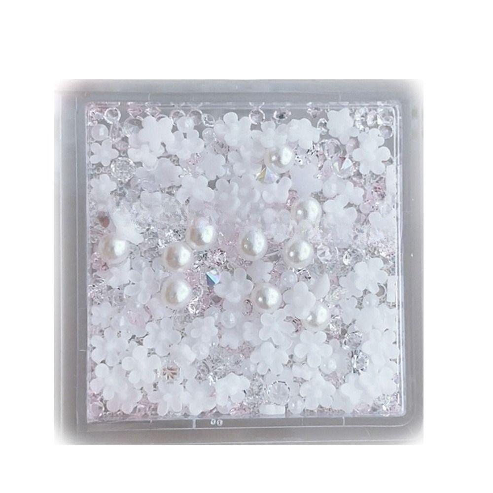 Floral Pearl Floral Nail Decorations White Crystal Nail Accessories Nail Art Charms for Nail DIY