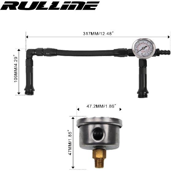 RULLINE AN6 Dual-Feed Double Pump Braided Fuel Line with 0-150psi Vacuum Pressure Gauge Compatible with Holley 4150 Carburetor