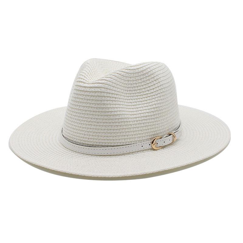 Verde Erba Moda Casual Versatile Cappello a Cilindro a Bordo Largo Bordo Piatto Viaggio Spiaggia Protezione Solare Cappello Panama da Sole