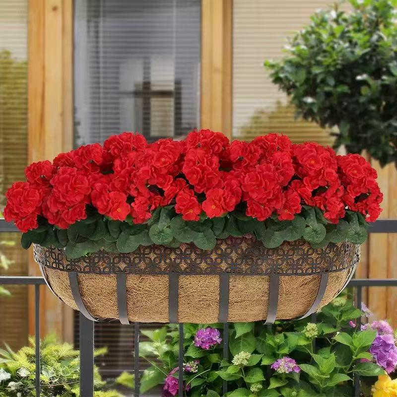 Handmade Artificial Begonia Geranium Flower Pot for Home Decor