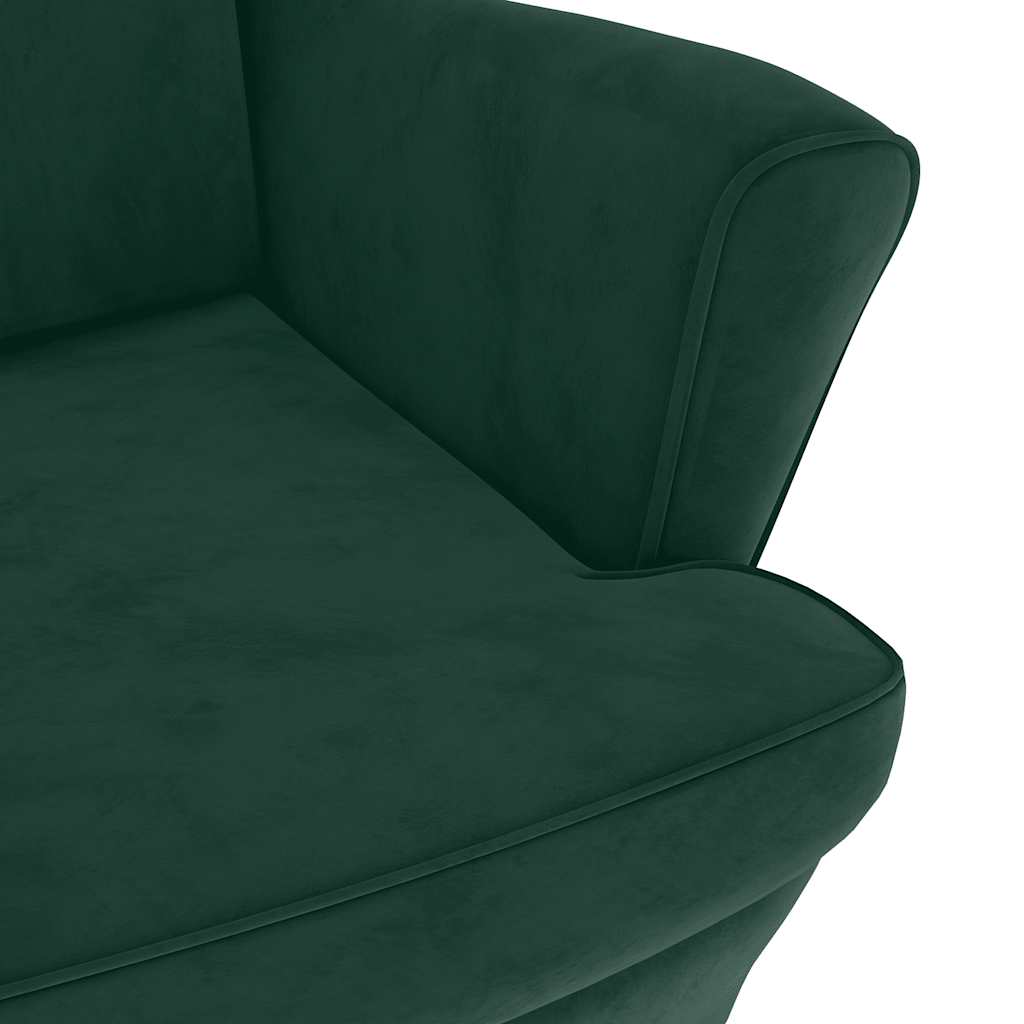 Vidaxl Armchair with Footrest, Dark Green, Upholstered In Velvet