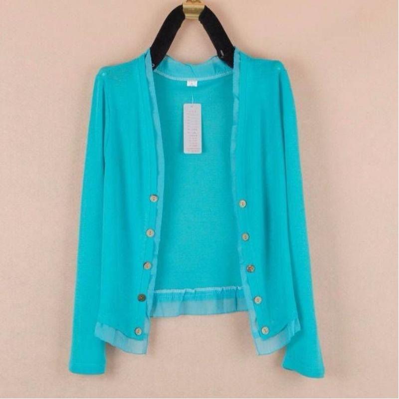 Summer Fashion Thin Solid Lace Casual Loose Oversize Long Sleeve Versatile Sunscreen Air Conditioning Cardigan