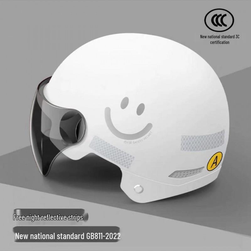Smiley Face Helmet: New Certified National Standard, Sun-Protected, Ideal for Electric Scooter or Motorcycle Use