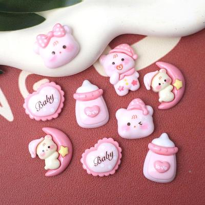 DIY Pink Bear Resin Accessories - Cute Cartoon Hair Decorations