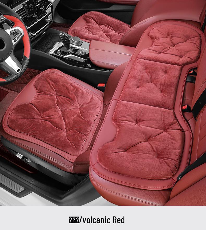 Plush Car Seat Cushion with Backrest - Thickened for Autumn/Winter Warmth