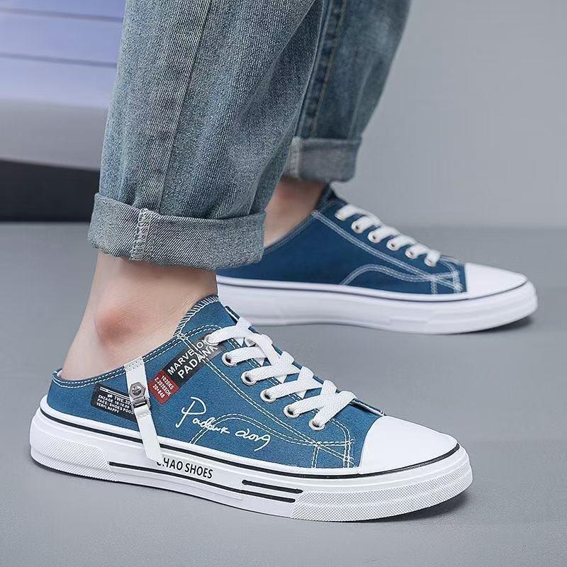 2025 Summer New Breathable Baotou Half Slippers Men's Versatile Casual Canvas Board Shoes Outdoor Lightweight Sports Shoes