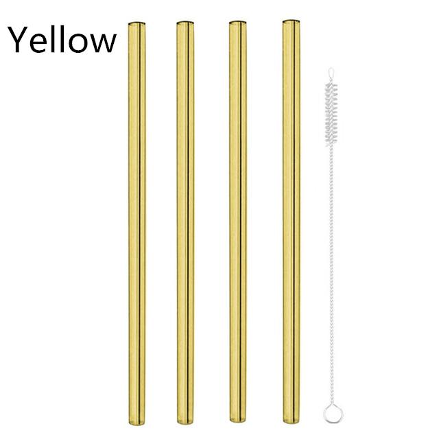 4Pcs Glass Straws Reusable Drinking Glass Tube Eco-friendly With Cleaning Brush Events Party Favors Supply