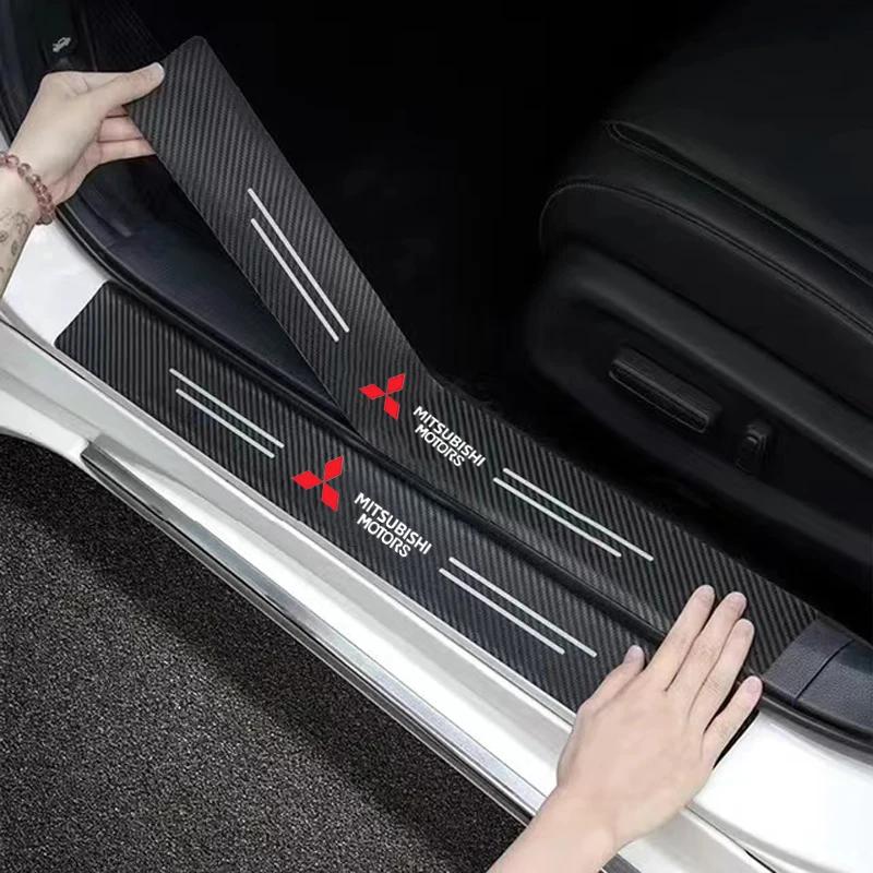 Samolepka na práh dveří auta z uhlíkových vláken Vodotěsná ochranná lišta pro Mitsubishi Eclipse Lancer Outlander Pajero ASX Colt I200