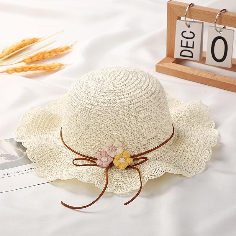 Kids Girls Flower Summer Caps Fashion Children Sunscreen Sun Hat Straw Hat Bag for Beach Baby Accessories for 2-8 Years Kids