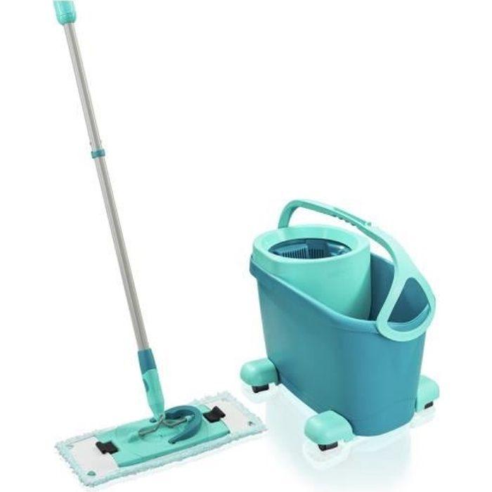 Set lave sol avec seau essoreur à roulettes Leifheit Clean Twist Ergo 52121, balais serpillière plat, manche télescopique 110-140cm