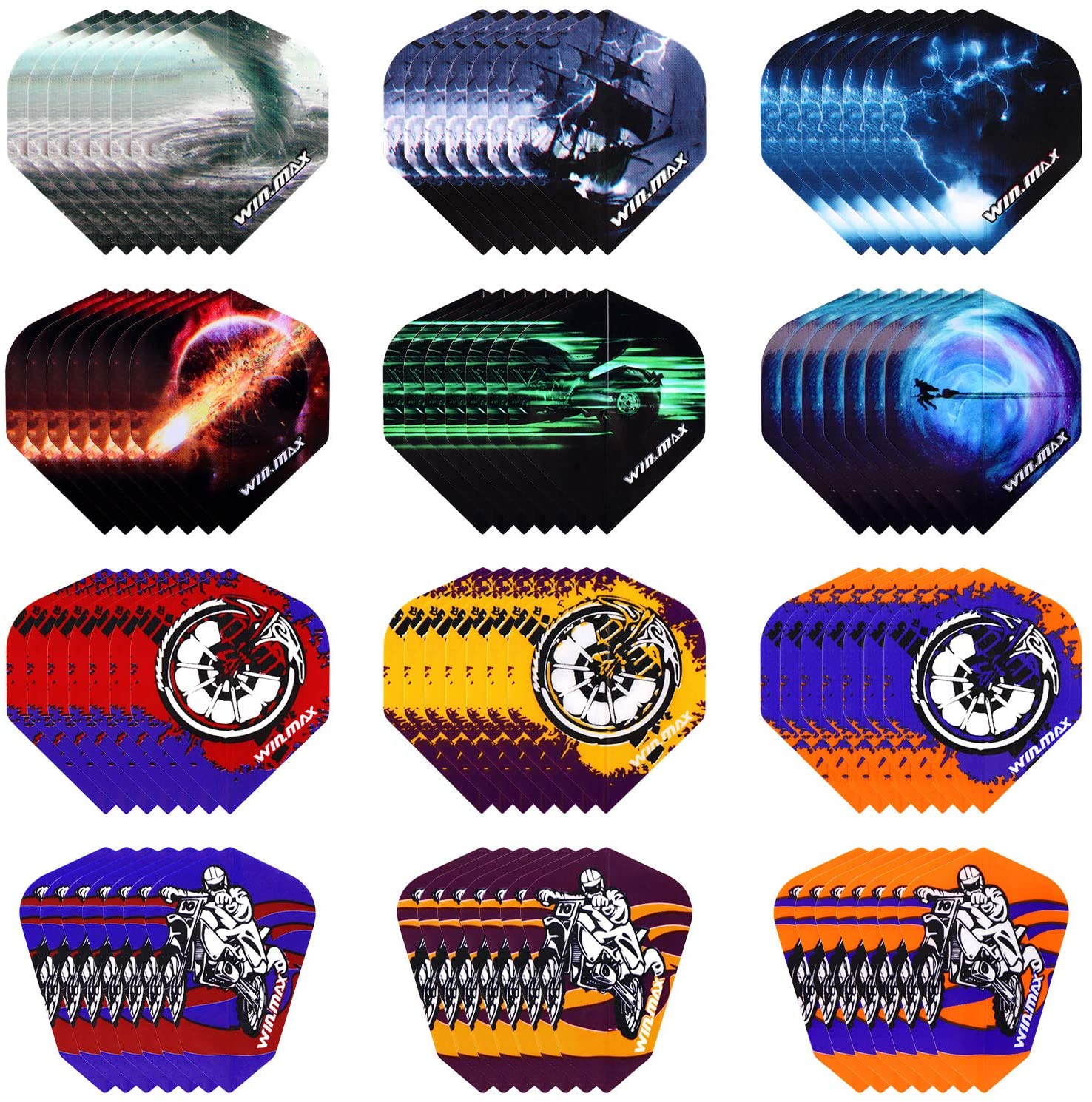 WIN.MAX Durable 72Pcs Standard PET Dart Flights for Soft Tip Steel Tip Dart Flights 3mm Extra Thick With Custom Logo or Printing
