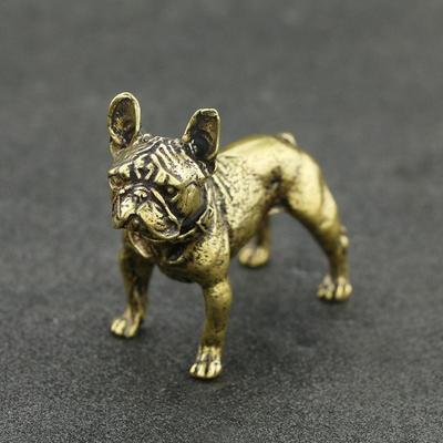  Ornements de Bureau en Cuivre Miniatures Figurines Bouledogue Fait Main Rétro Laiton Animal Animal de Compagnie Chien Statue Décorations de Maison Accessoires Artisanat
