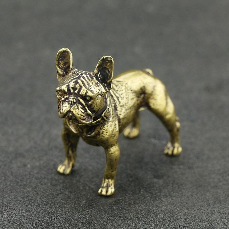 Copper Desk Ornaments Bulldog Miniatures Figurines Handmade Retro Brass Animal Pet Dog Statue Home Decorations Accessories Craft