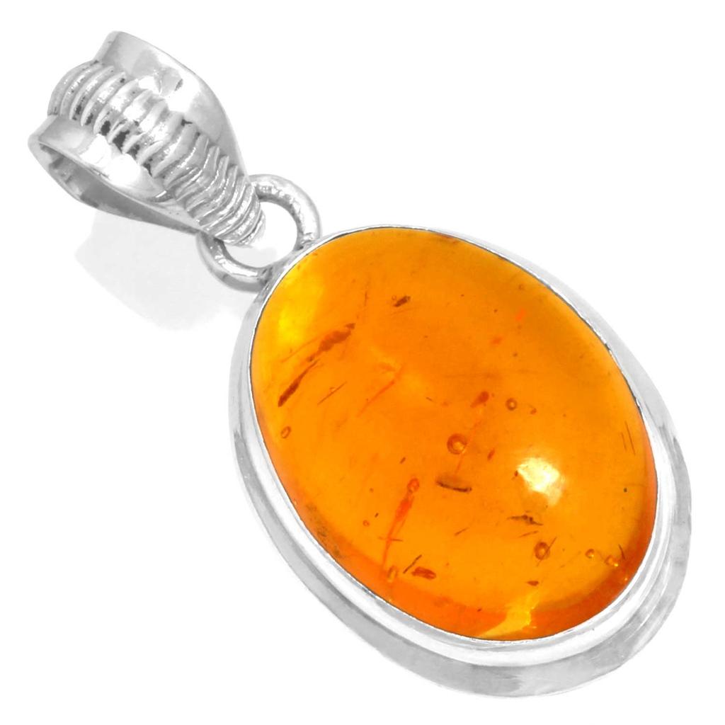 925 Sterling Silver Pendant Women Handmade Jewelry Valentine's Day Gift Amber Amethyst Black Onyx Carnelian Garnet Quartz Green Onyx Gold Stone