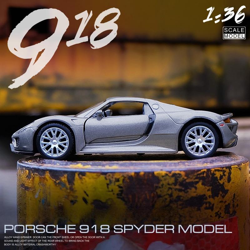 Simulation 1/36 Maßstab Porsche 918 Supersportwagen Legierungsmodell Sammlung Miniaturauto Heimdekoration Spielzeugfahrzeug Kinder Junge Geschenk
