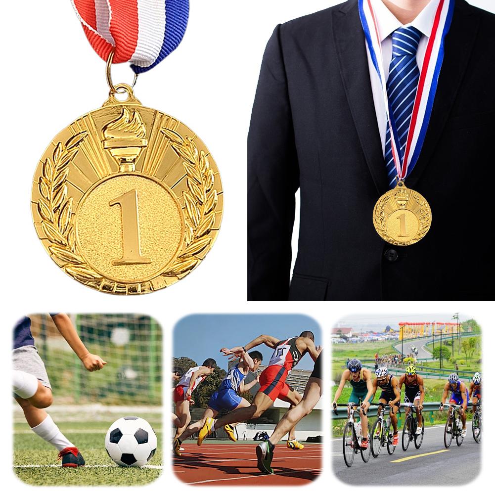 5 cm Gold-/Silber-/Bronzemedaille, Sportbelohnungen mit Halsband, Studentenbelohnungen, Metallmedaillen für Gewinner von Marathon-Ballspielen