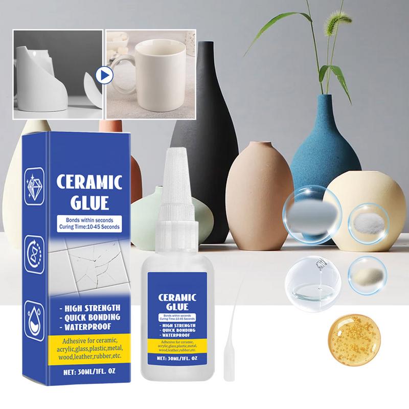 30ml Starker Super Keramik Reparaturkleber Wasserdicht DIY Basteln Starker Klebstoff für Keramik Porzellan Glas Metall Gummi