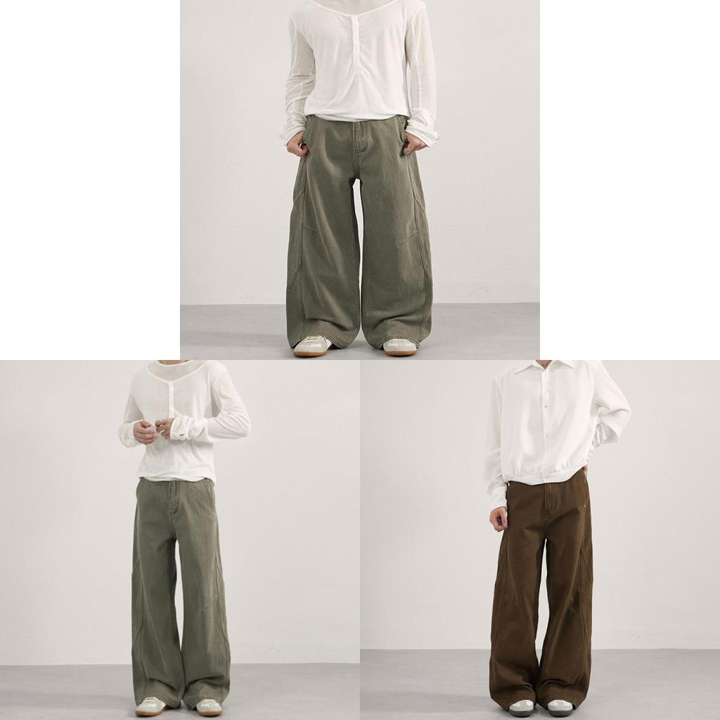 American Vintage Casual Pants With Solid Color For Men And Women