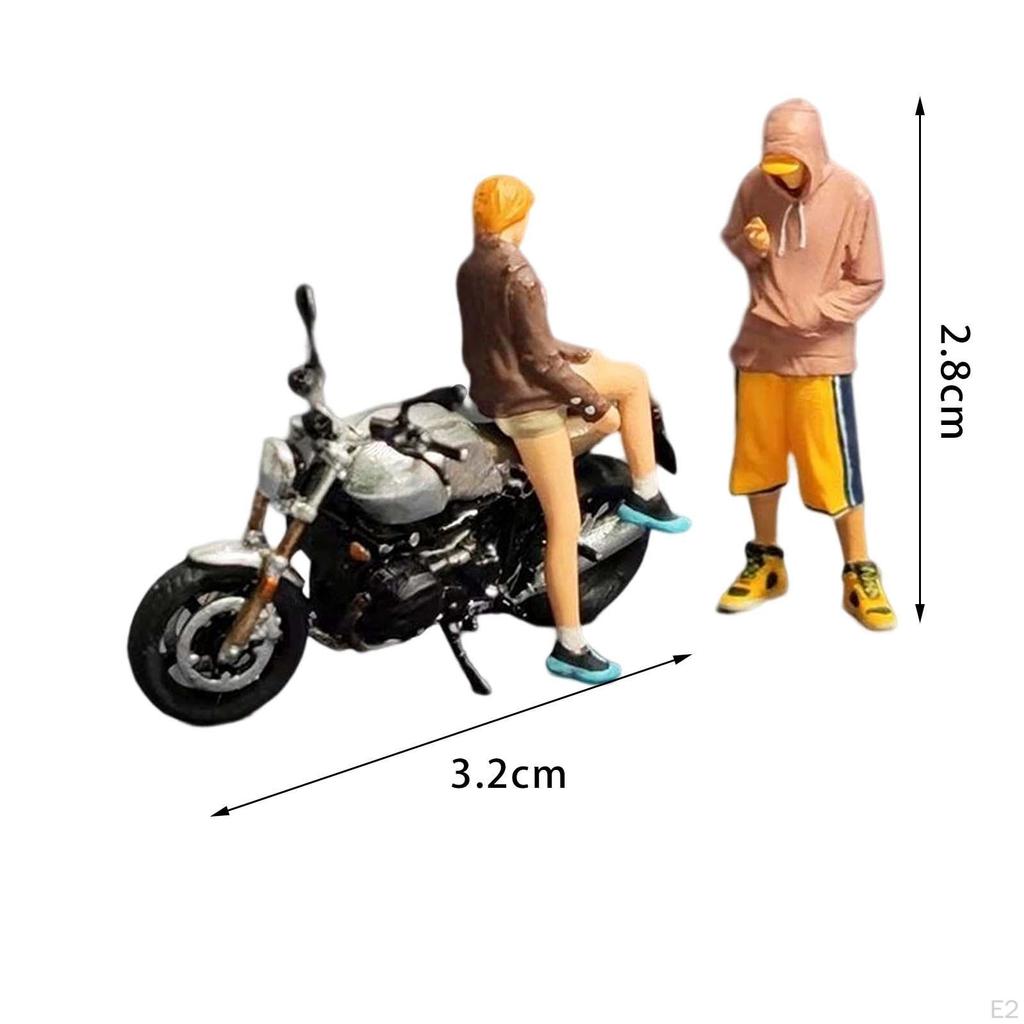 1/64 Figures Motorcycle Diorama Scenery Miniatures Sand Table Scene Character Model Toy