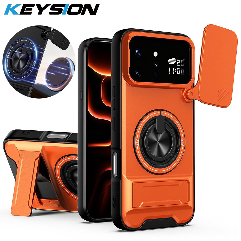 KEYSION Magnetic Phone Case for Infinix Note 60 Ultra 5G Slide Camera Protection Upright Stand 360° Ring Shockproof Back Cover