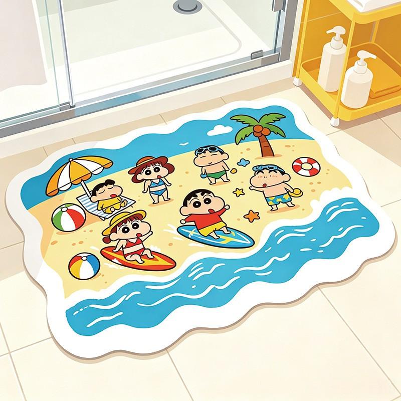 Cute Cartoon Shin-chan Diatomaceous Earth Floor Mat Bathroom Entryway Quick Dry Absorbent Doormat