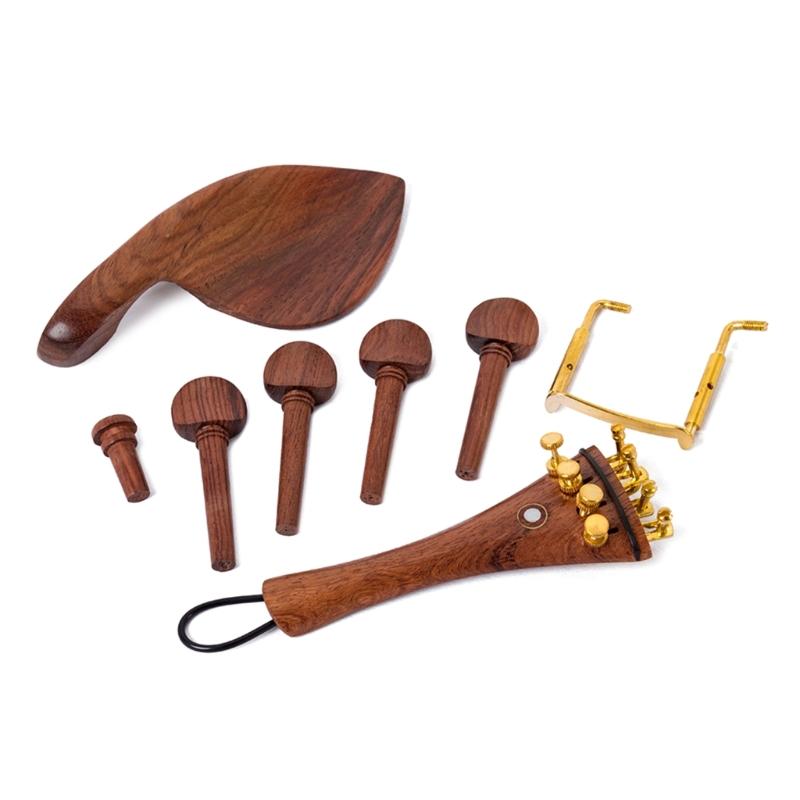 Chinrest Endpin Tailpiece Tuning Pegs Ebony Chin Rest for 4/4 Violin Replacement
