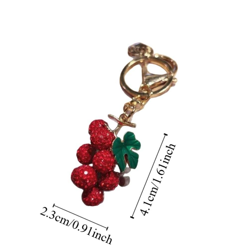 Cartoon Grapes Pendant Car Keyring Fruit Car Keyring Crystal Fruit Grapes Keychain Backpack Decor