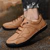 Lässige Lederschuhe für Herren: Handgenäht, Weiche Sohle, Große Größe, Modisch für Frühling und Herbst.