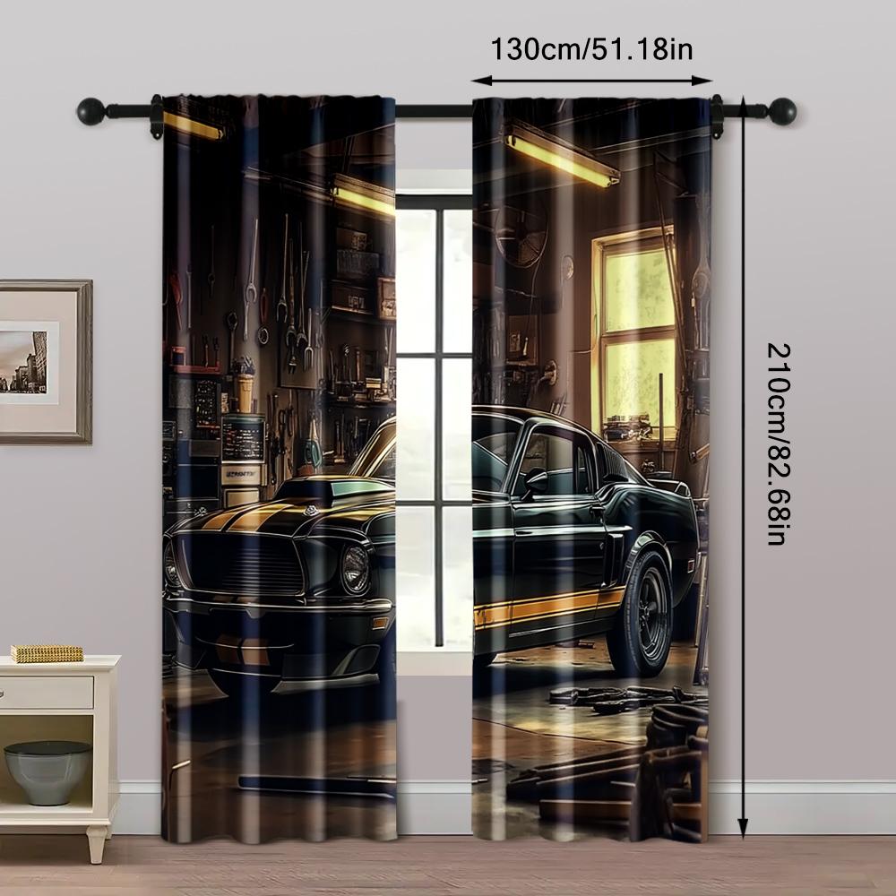 2 szt., Zasłony we wzory Złożony starożytny super samochód Wszechstronny Trwały Poliester (bez pręta) Wyprzedaż rzeczy Lideal do sypialni