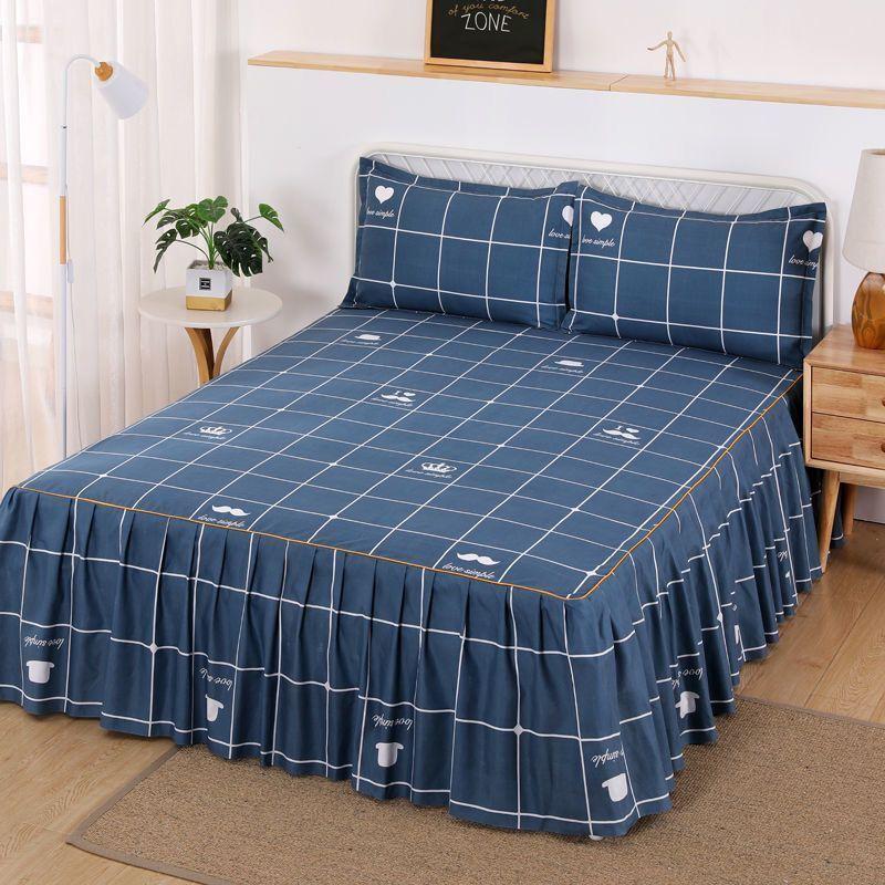 3Pcs Bed Sheet Pillowcase Lace Skirts Bedding Set Bedspread Elastic Fitted Mattress Cover Bedsheet Couple Quilt Single
