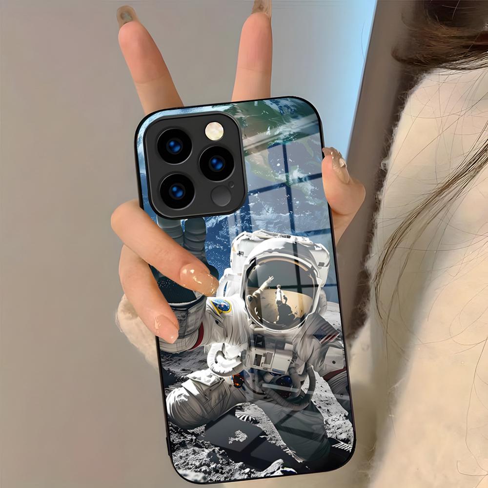 Astronaut Moon Stars Phone Case For IPhone 17 Pro Max 16 15 14 Pro Max 13 11 Plus Glass Cover