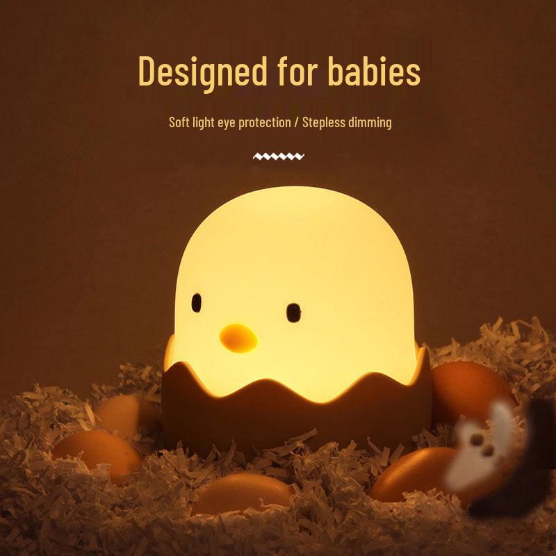 Eggshell Chicken LED Night Light - Silicone USB Rechargeable Roly-Poly Children's Desk Lamp