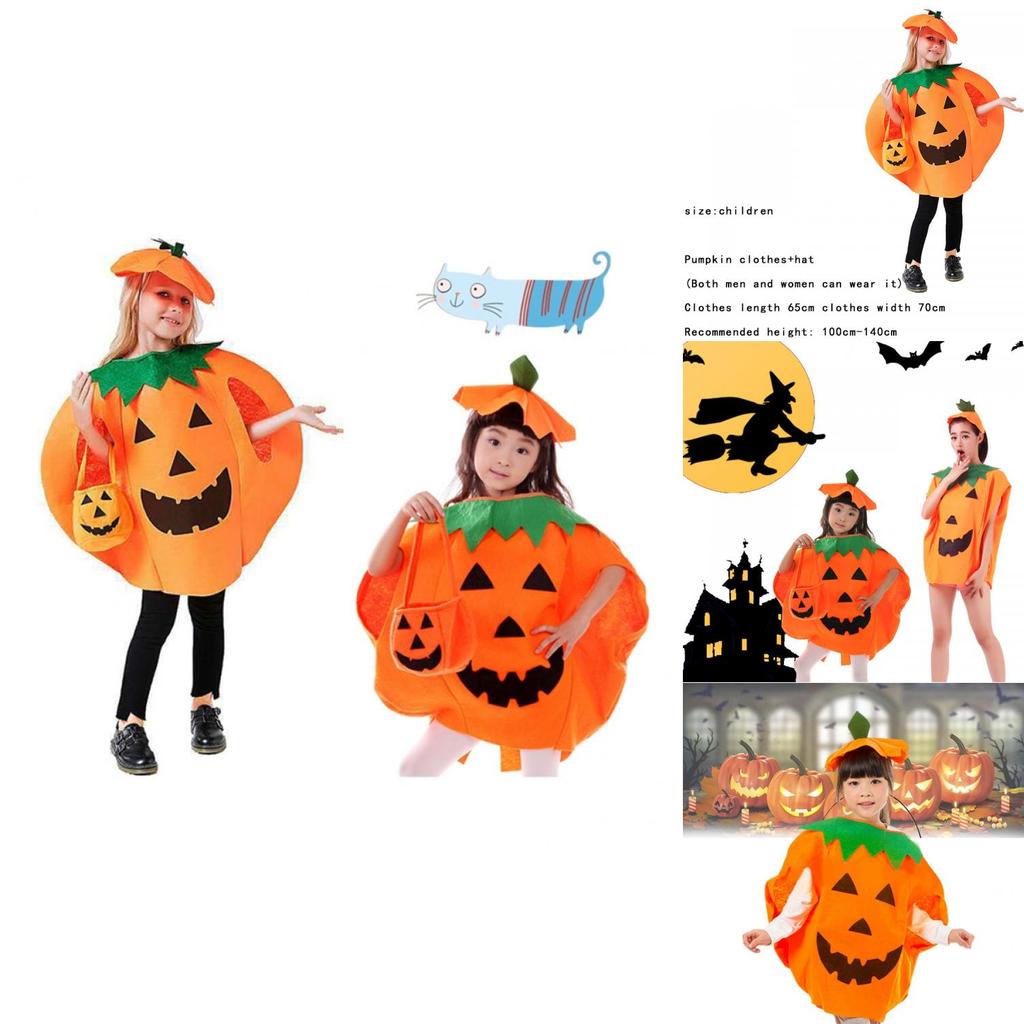 Soft And Comfortable Halloween Pumpkin Clothes With Shoes And Hat