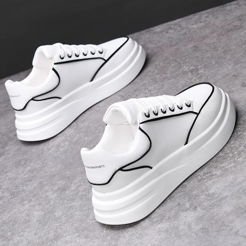 

Мода Новые модные мужские туфли на осень и зиму, универсальные кроссовки для пар, повседневная кожаная обувь, спортивная теннисная обувь 44 чёрный